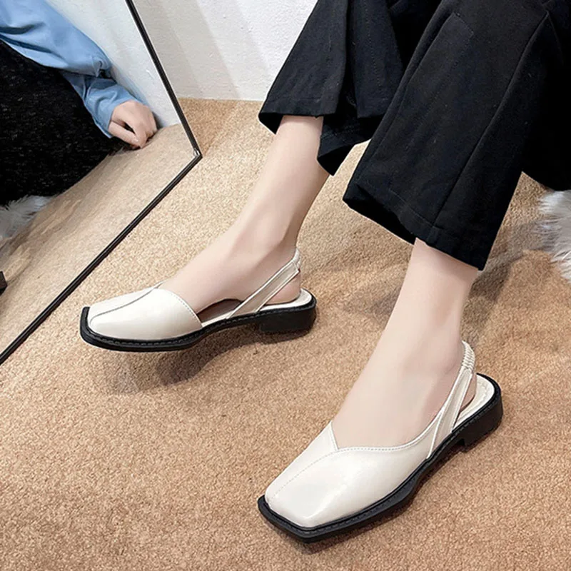 Autumn New Comfortable Ladies Flat Shoes Personality Square Toe Shallow Mouth Slip-on Loafers Ladies Casual Shoes Mocasines