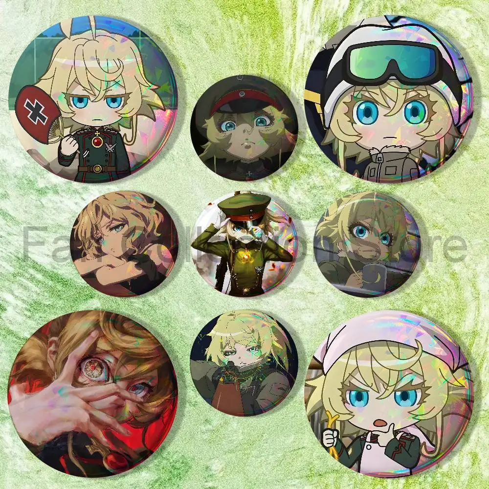 Y-Youjo Tanya Badges Creative Tinplate Button Pins Brooch Creative Quotes Badge Clothes Backpack Jewelry Gift