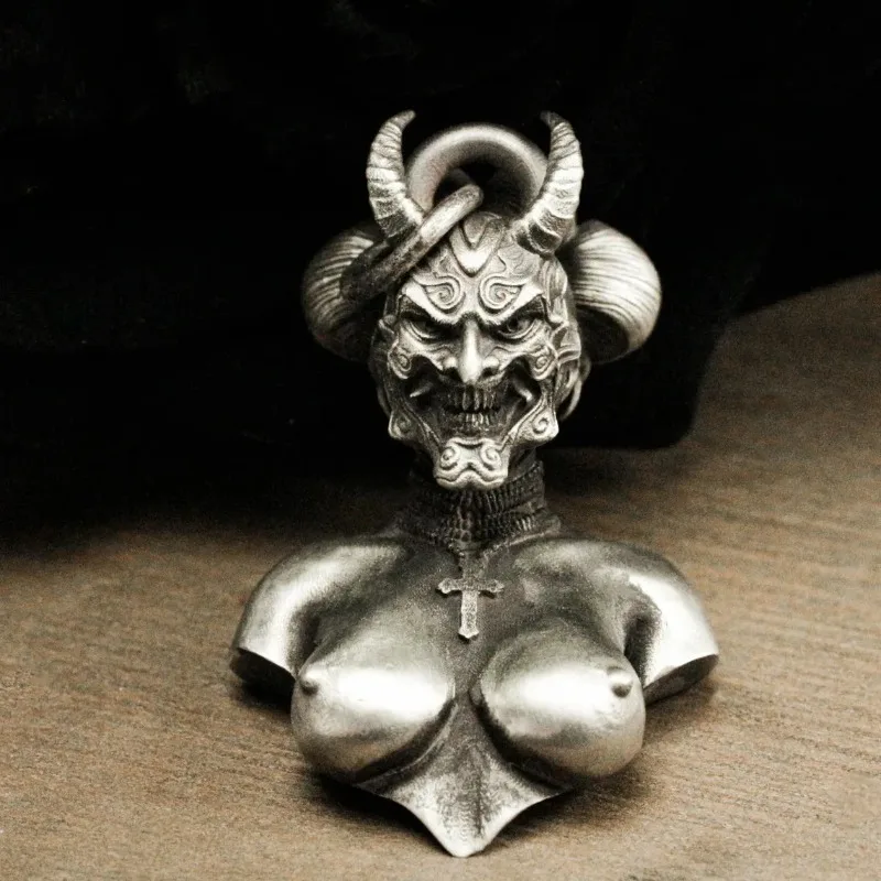 Men Gothic Punk Demon Pendant Necklace Personality Metal Chain Neckwear Dark Style Fashion Jewelry Gift for Male