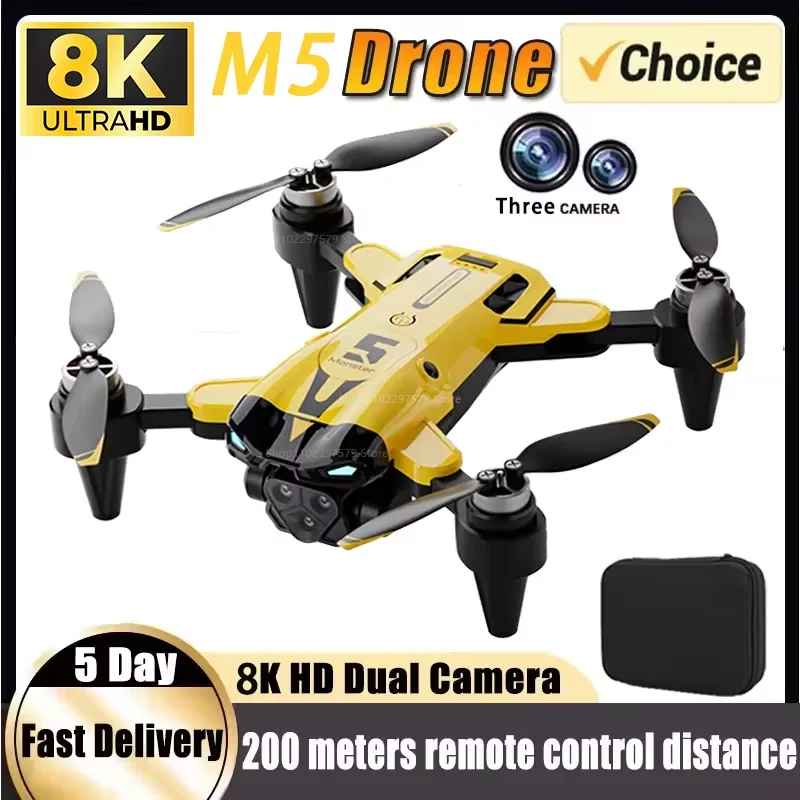 M5 Drone Professional 8K With Wide Angle Three Camera Obstacle Avoidance GPS 5G Optical Flow Positioning Brushless Rc Quadcopter