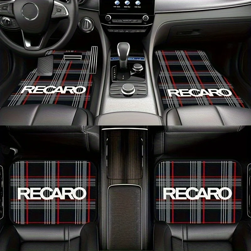 

4pcs Car Floor Mats, Suitable For All Models With "RECARO" Patterns, Full-Season Universal Fit Stylish Decorative Accessories To
