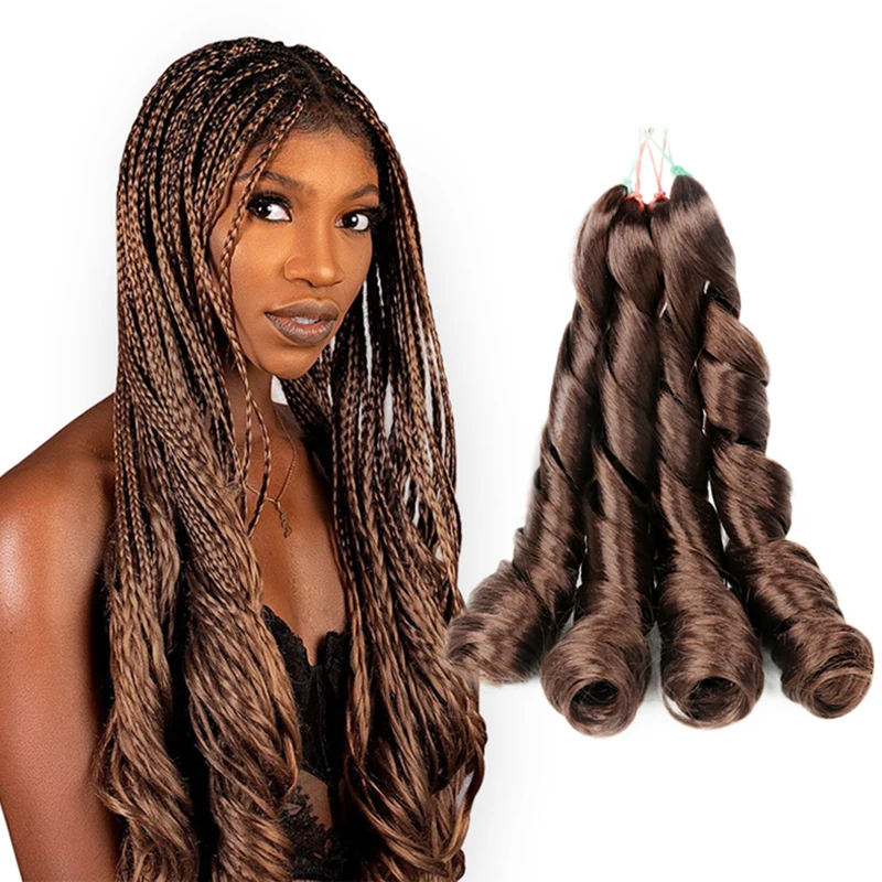 Extensiones de cabello trenzado con rizo en espiral Snowdrop, accesorio sintético de rizo francés para trenzas, cabello trenzado de ganchillo ombré