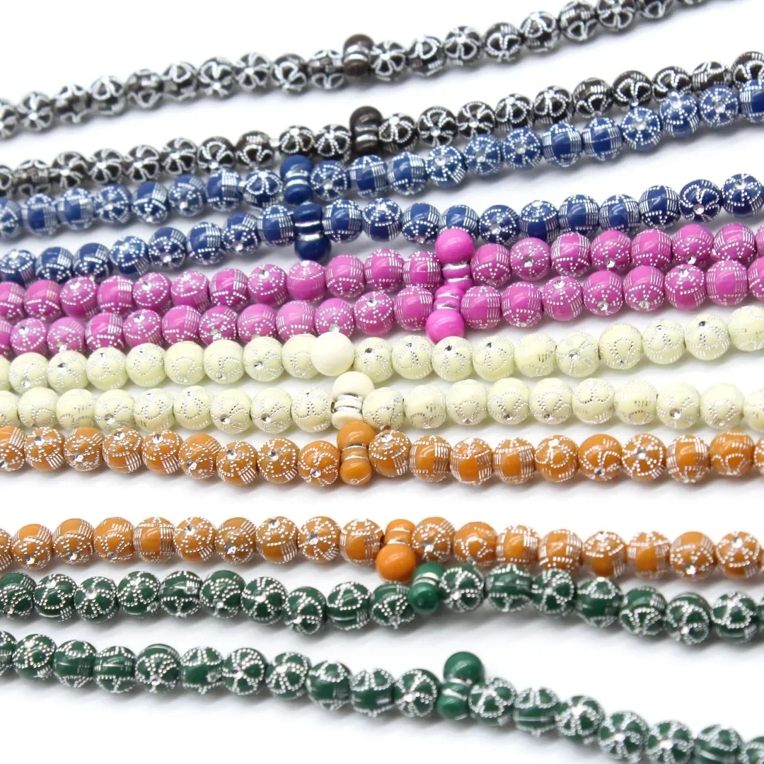 99 Beads 8mm Classic Acrylic Rosary Muslim Zanzhu Hui Arab Middle East Prayer Tasbeeh Bracelet Bangle Islam Muslim Prayer Bead