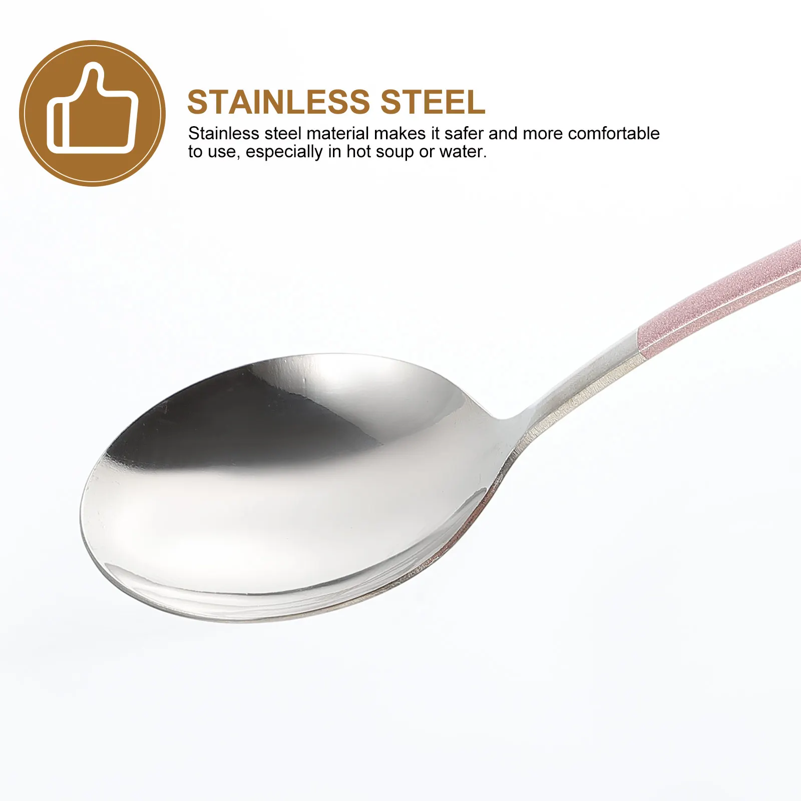 

4pcs Stainless Steel Soup Spoon Kitchen Utensils Portable Child Dessert Rice Scoop Easy Clean Dishwasher Safe Simple Stylish