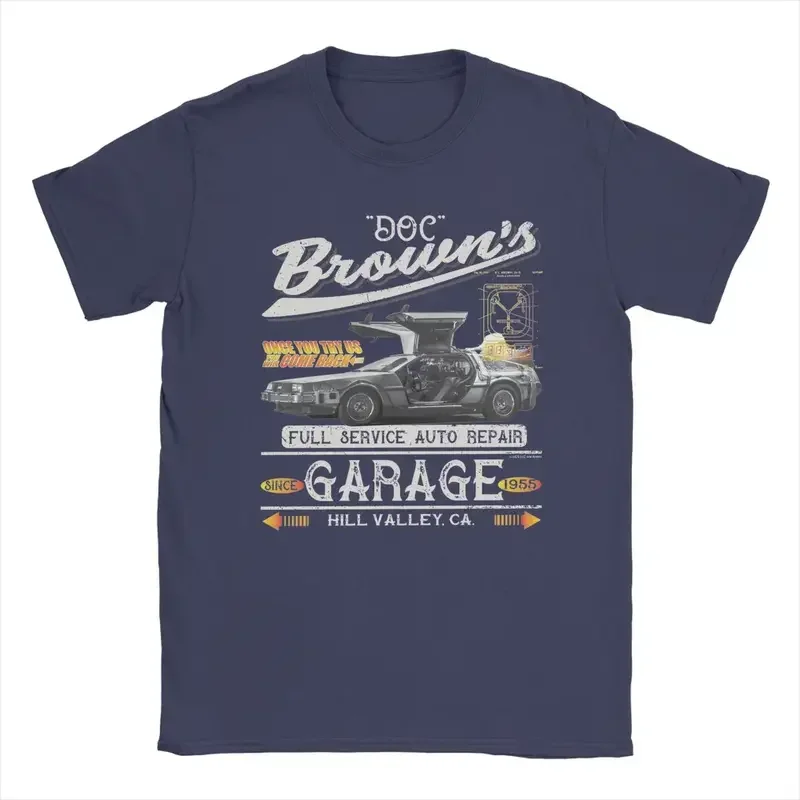 Y2K Doc Brown'S Auto Repair Garage DeLorean Car Back To The Future Men'S T Funny Tees Crew Neck T-Shirt Cotton Clothes