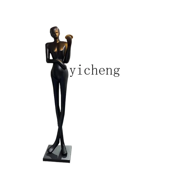 Tqh Reading Sculpture Art Humanoid Floor-Standing Decorations TV Cabinet Wine Cabinet Slightly Luxury Decoration Ornaments