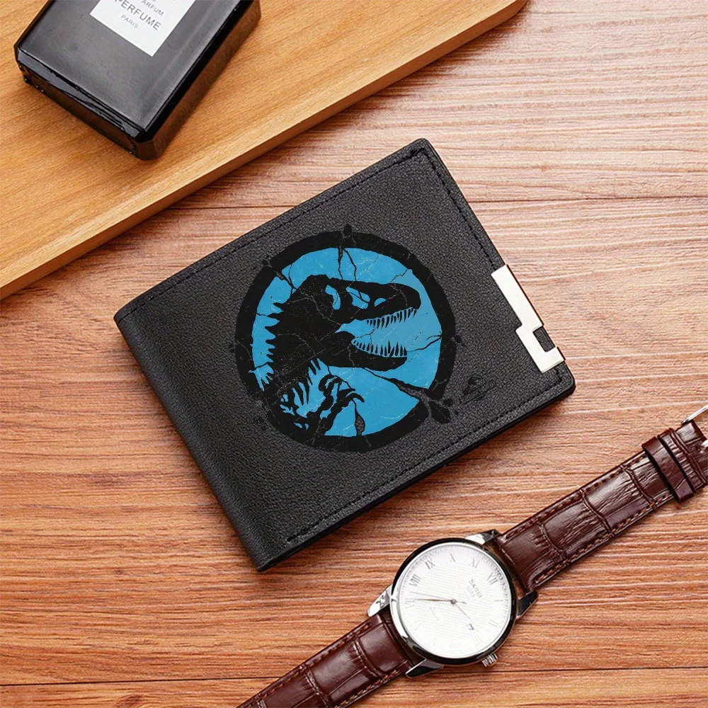 Dinosaur silhouette inside circle logo Men's Wallet Printing Design Simple Modern Stylish Business Father's Boyfriend's Christma