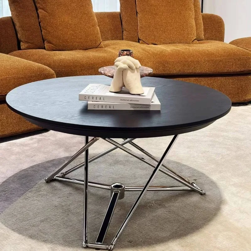 Lifting coffee table Bauhaus light luxury round table, coffee table office deformation lifting table