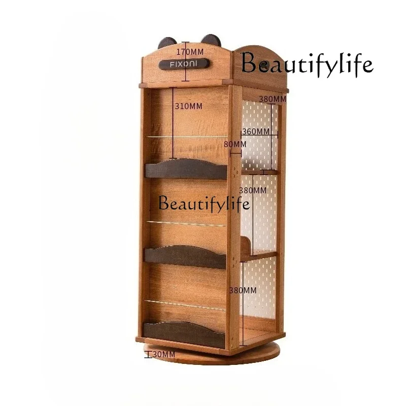 

Rotating bookshelf 360-degree solid wood thickened picture book display rack baby storage reading area bookcase
