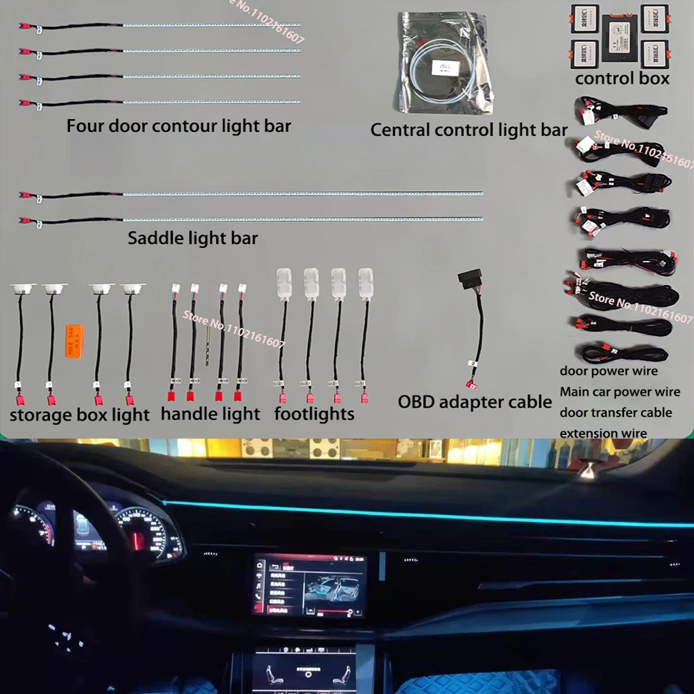 30 Colors For Q8 LED Ambient Light Lamp For Audi Q8 2019-2023 Interior Atmosphere Light Original car MMI knob control