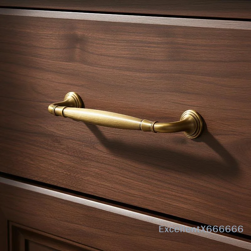 Antique Brass Cabinet Door Handles Vintage Wardrobe Dresser Drawer Knobs for Living Room Furniture Decor