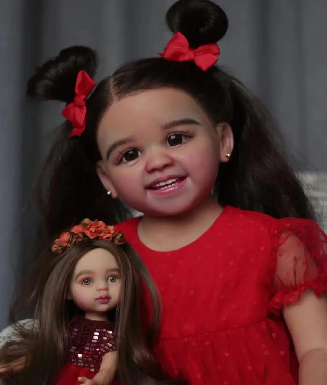 DLS カスタム限定供給 29インチ リボーンドール シャンティ 長い同じ髪型の完成品ドール 異なるドレス