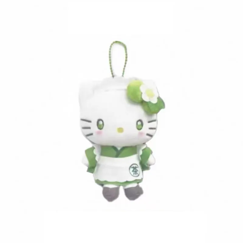 Sanrio Fresh Green Matcha Maid Hello Kitty Plush Toy Small Pendant Melody Cartoon Backpack Zipper Pendant Cute Keychain Gifts