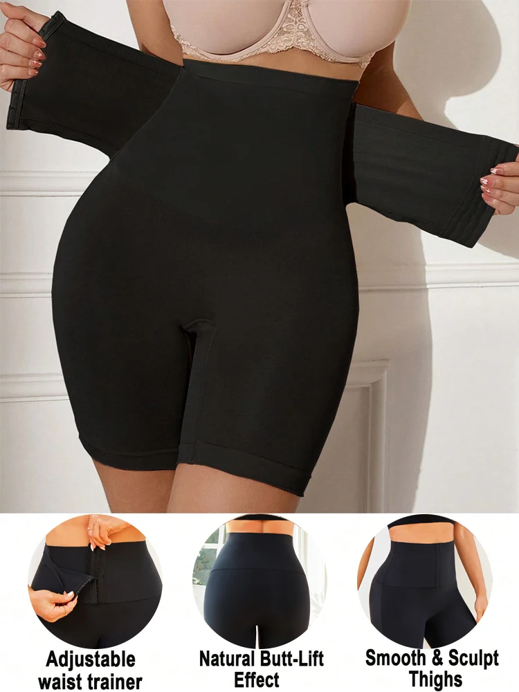 1 шт., бесшовные шорты для похудения с высокой талией и застежкой на передний крючок, трусики для коррекции фигуры, нижнее белье для контроля бедер