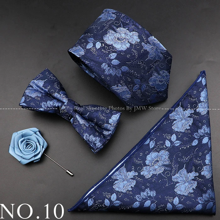 Neue Rose Blumen Männer Krawatte Set Polyester Jacquard gewebte Krawatte Fliege Anzug Vintage rot rosa für Bräutigam Business Hochzeits feier Geschenk – Detail 10