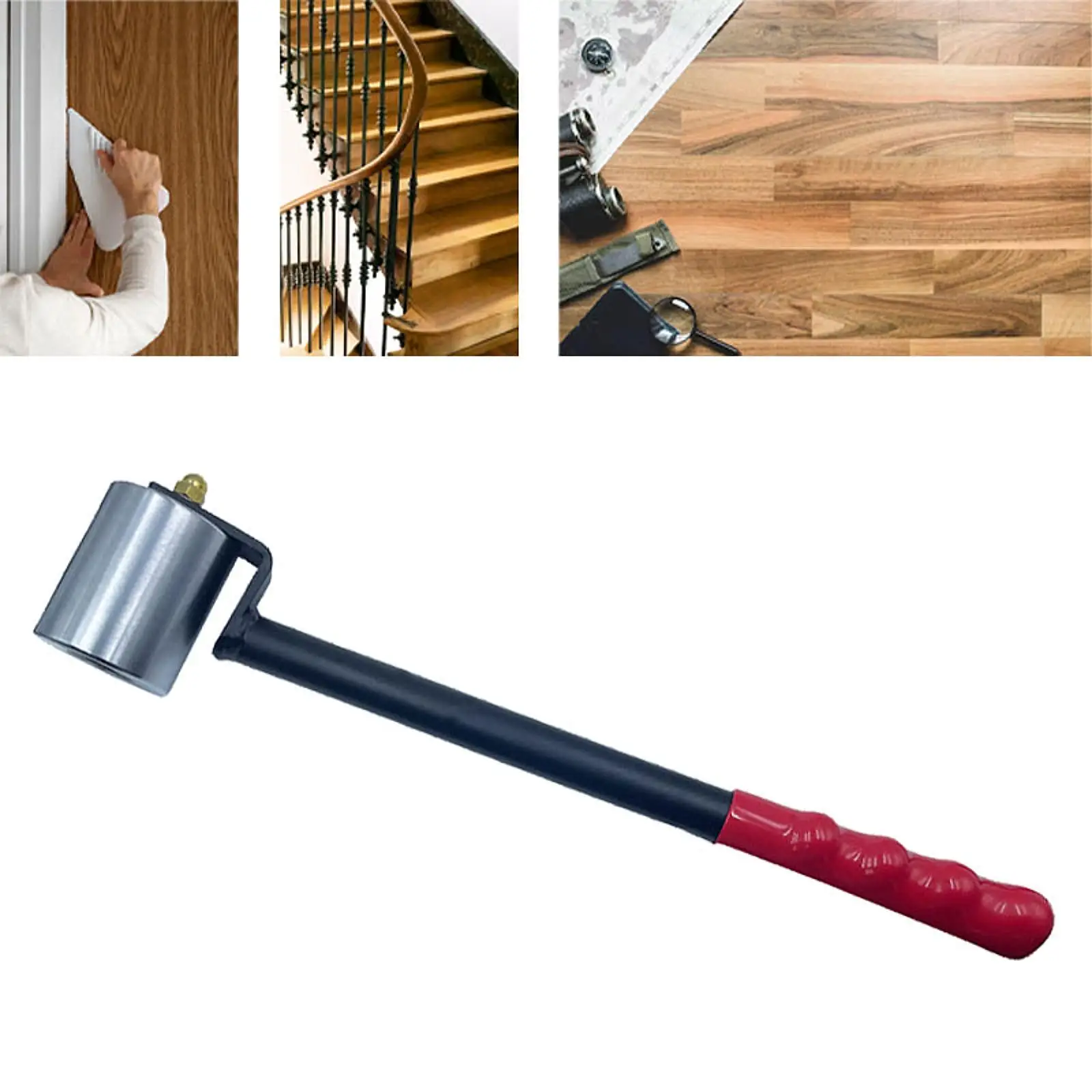 

Металлический ручной ролик для швов 14x2,3 дюйма, резиновая ручка, универсальный инструмент для строительства пола, аксессуары для давления автомобильной пленки