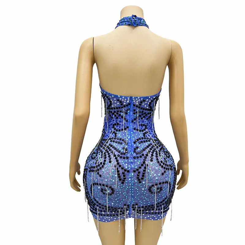 Shoulder Neck Fringe Backless Evening Dress Dating Vacation Party Dinner Bar Company Annual Meeting Short Formal Dress Champagne