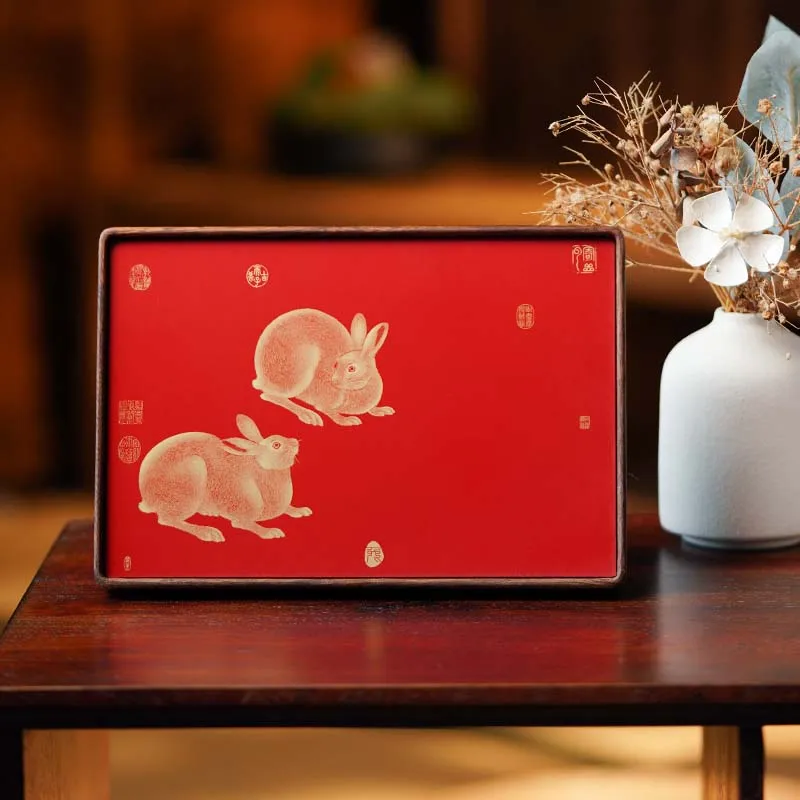 Home Accessories Brass Solid Wood Chinese Style Study Office Home Furnishing Ornaments Home Decor Rectangle Shape Animal Pattern