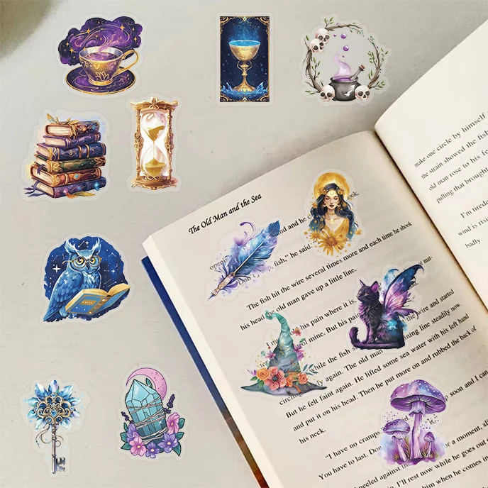 50 szt. Retro Magic Planet Naklejki PET Wodoodporne na Butelki na Wodę, Laptopy, Deskorolki Modne Akcesoria Lifestyle