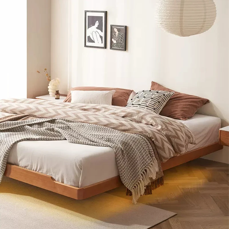 

#Nordic Modern No Headboard Solid Wood Tatami Suspended Bed Hardwood