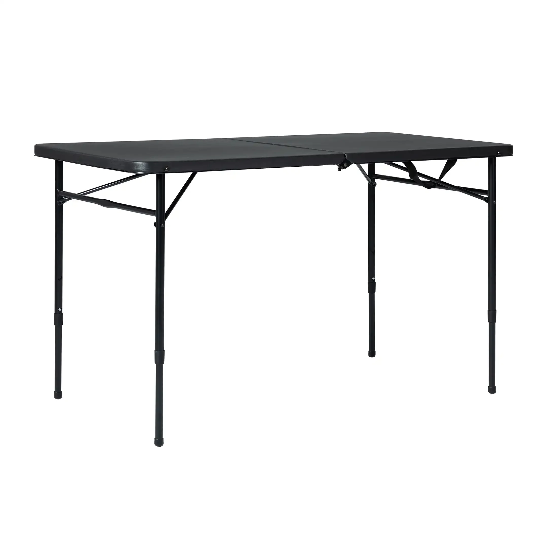 NEW 4 Foot Fold-in-Half Adjustable Folding Table, Rich Black