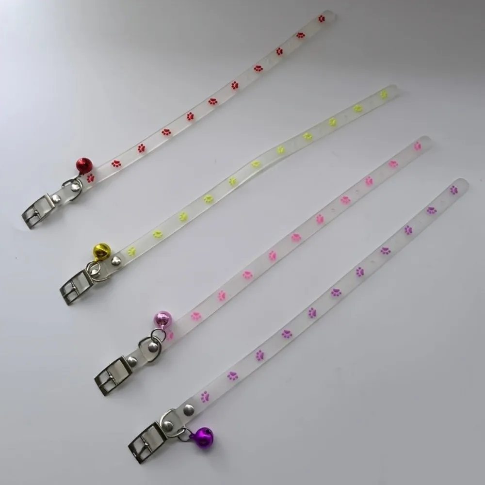 Adjustable Adjustable Cat Collar Claw Printed Silicone Pet Luminous Collar Anti-Loss Glow In The Dark Dog Collar Small Dogs
