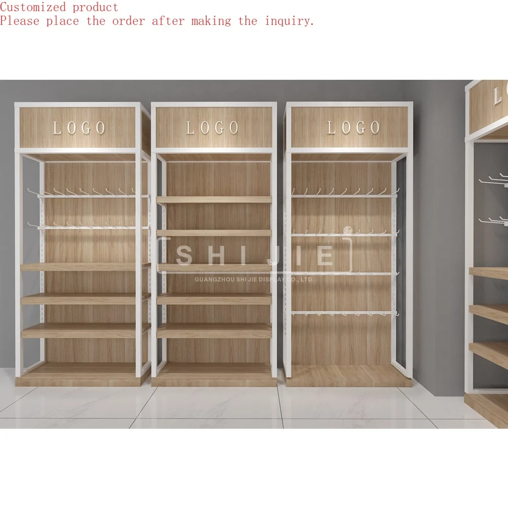 

Custom.SHIJIE Retail Shop Shoes Display Racks Supermarket Shelves Wood Metal Retail Produce Display Stand