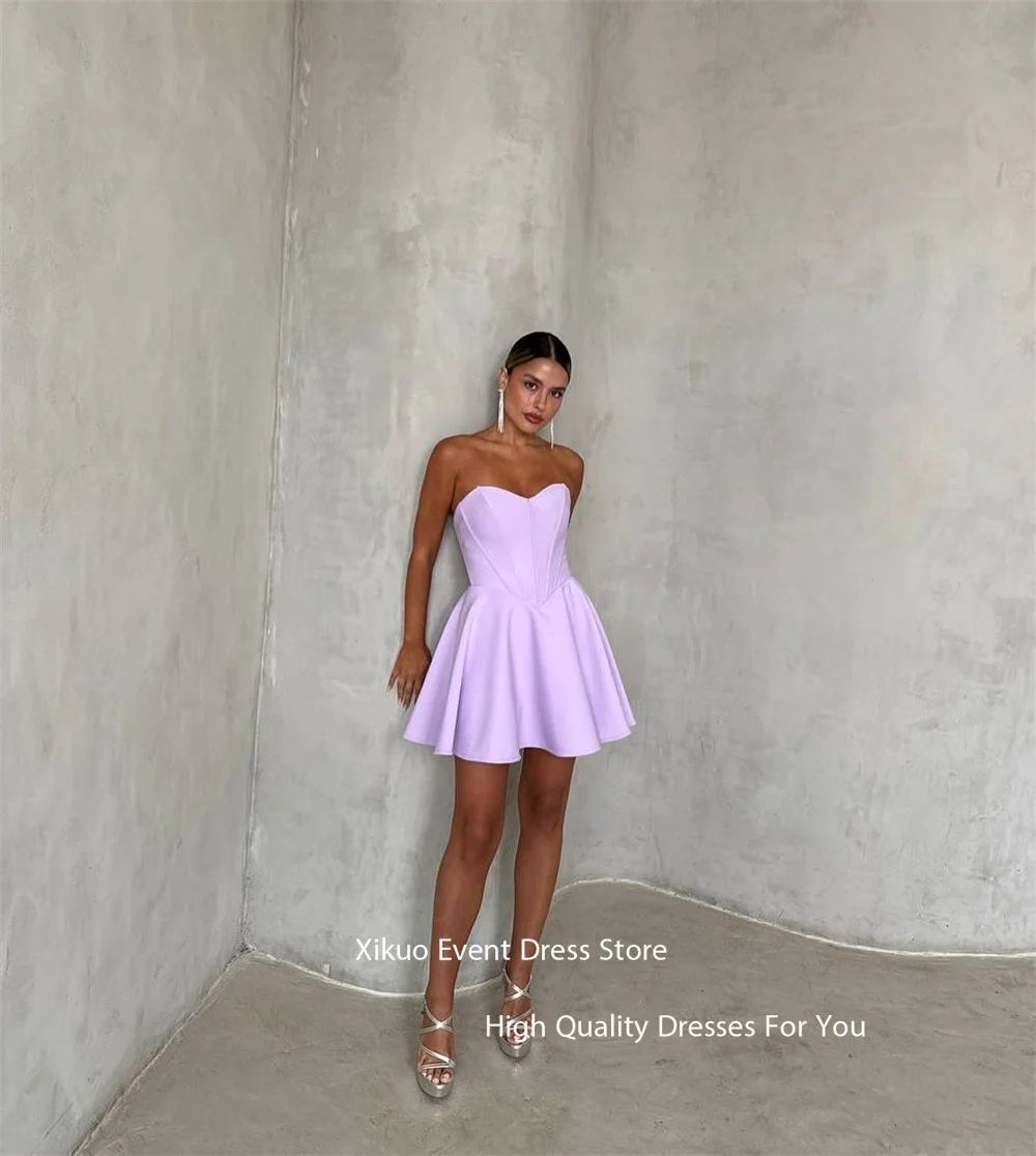 Xikuo-vestidos de graduación modernos por encima de la rodilla, vestido de fiesta sin mangas de satén con escote en forma de corazón, Mini vestido para ocasiones especiales personalizado