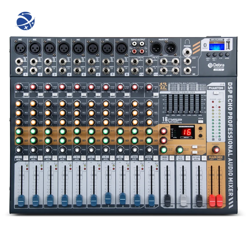 YYHC Pro Sound 62mall-Console de mixage audio multifonction, 12 canaux, karaoké professionnel, console DJ avec DSP EFX