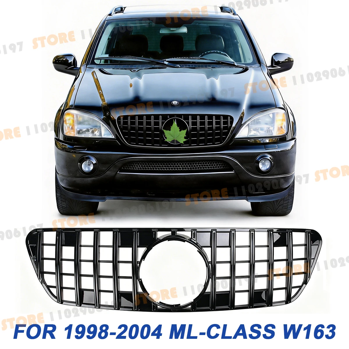 

for W163 1998-2004 ML Class Mercedes Benz ML230 ML270 ML320 ML400 ML430 GT Front Bumper Mesh Grille Radiator Grid Racing Grill
