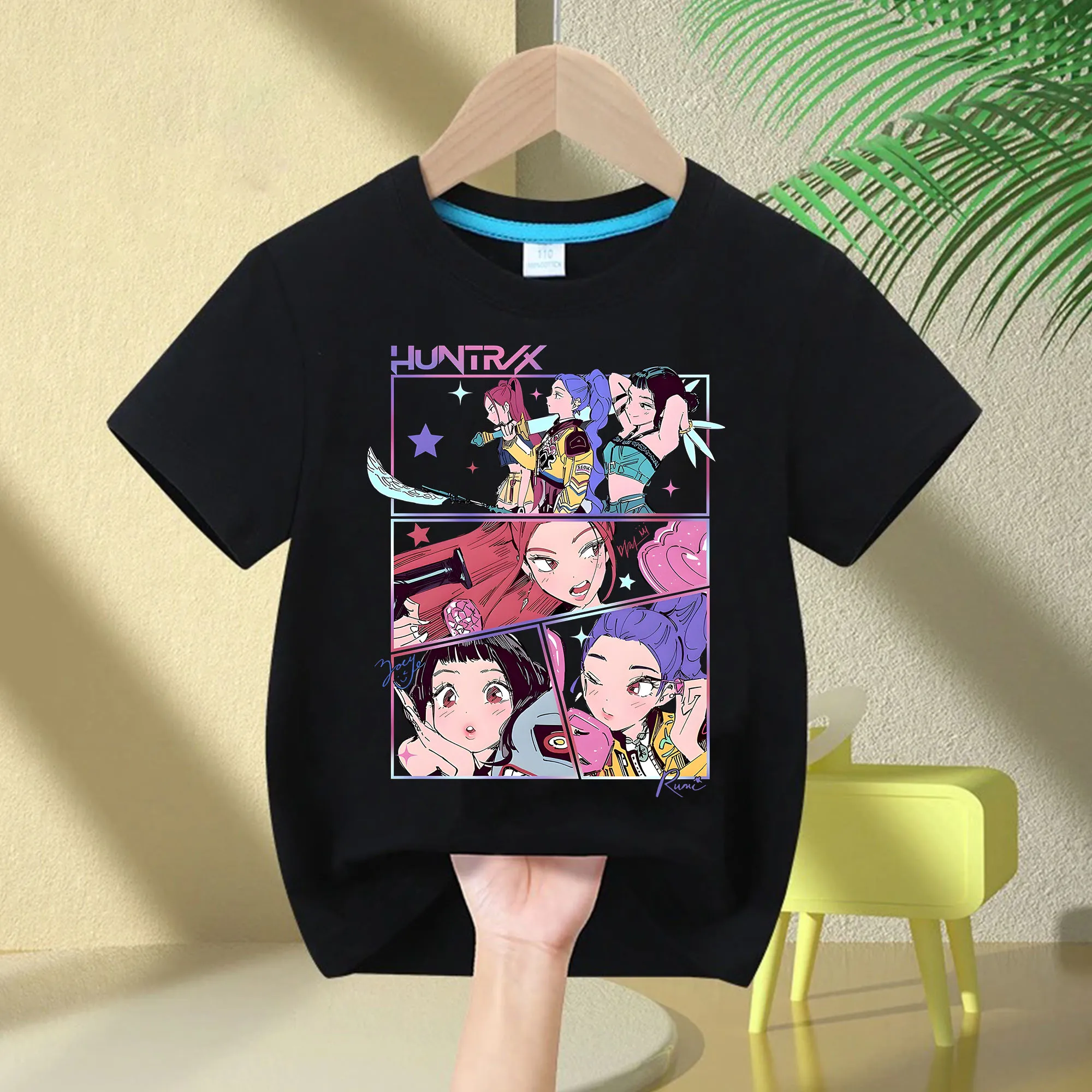 Nuovo 2025 KPop Demon Hunters Saja Ragazzi Cartoon Ragazzi T-shirt Girocollo Stampa Moda Casual Top T-shirt per bambini Abbigliamento per bambini