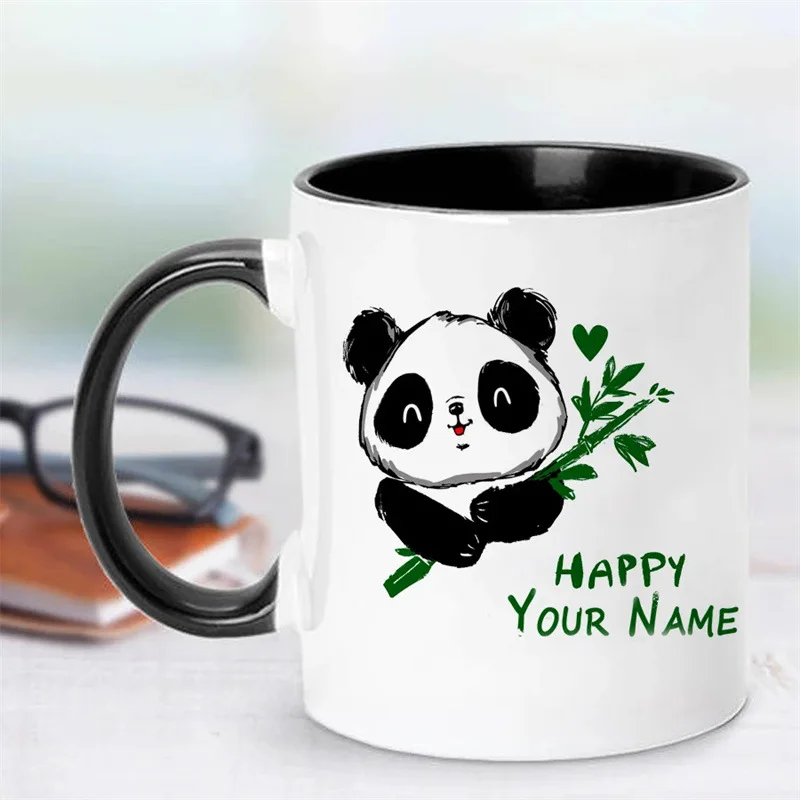 Cross-border exclusive cute black and white panda mug ceramic coffee cup capacity couple water cup souvenir cup