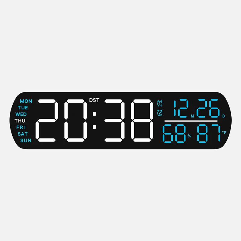 Digitaler Wecker TEMP Luftfeuchtigkeit Datum 2 Alarme Countdown-Timing DST Snooze Tischuhr Auto dimmbar 12/24 Stunden LED-Uhr für Dekor – Detail 8