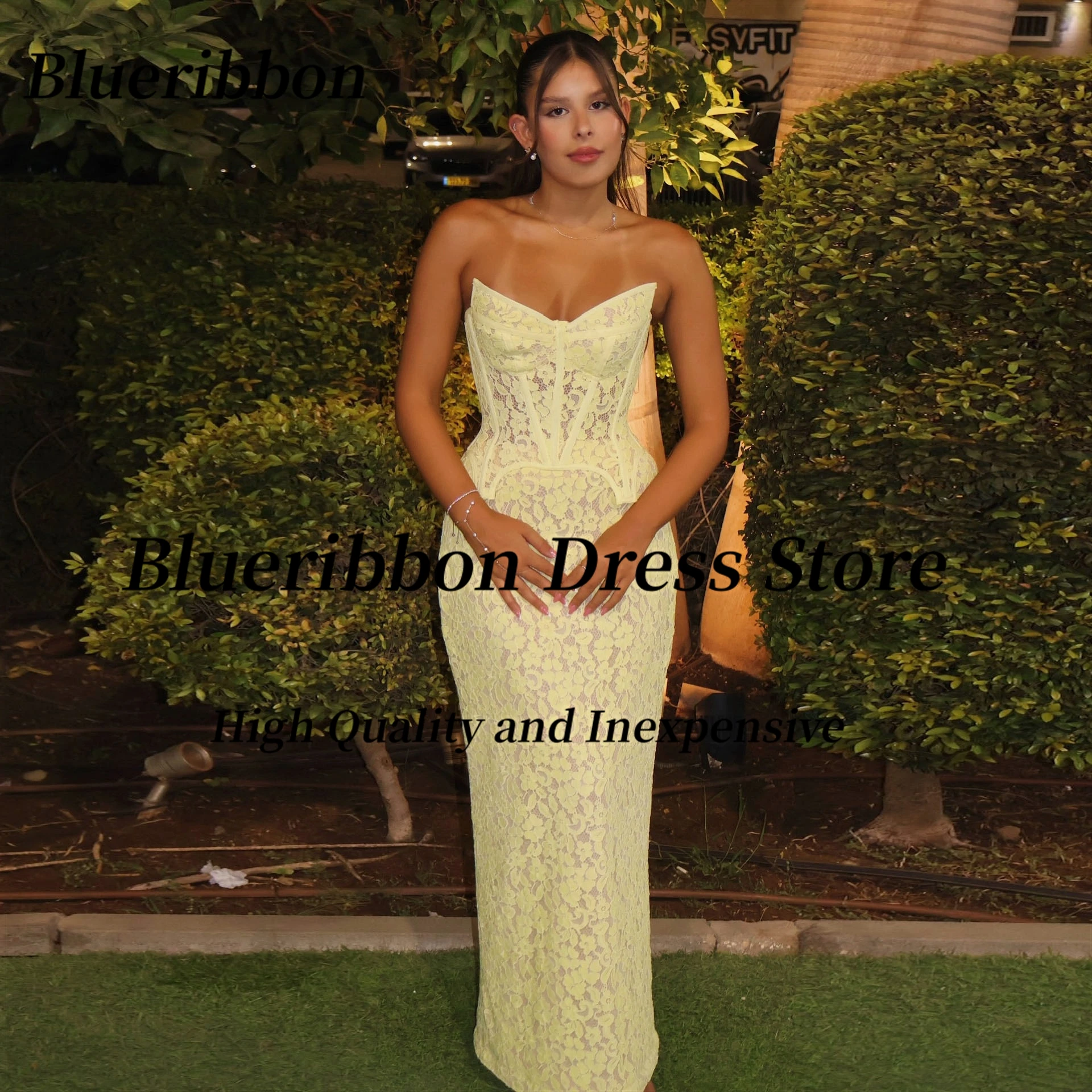 

Blueribbon Full Lace Prom Dresses Sweetheart Sexy Back Bridesmaid Dress for Wedding Banquet Evening Party Gowns Customized