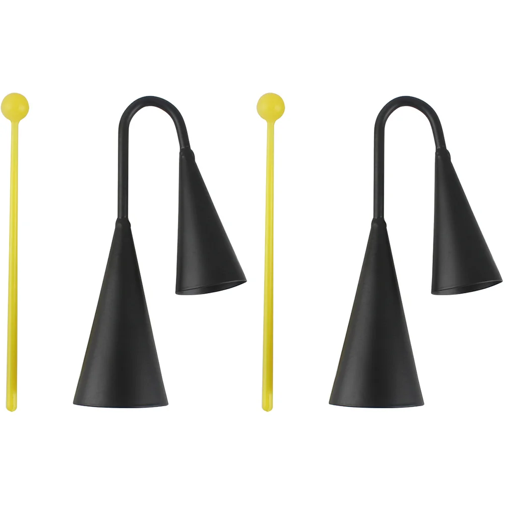 

2Sets Double Resonance Cowbell Durable Iron Material Clear Melodious Sound Musical Instrument for Training Playtime Outdoor