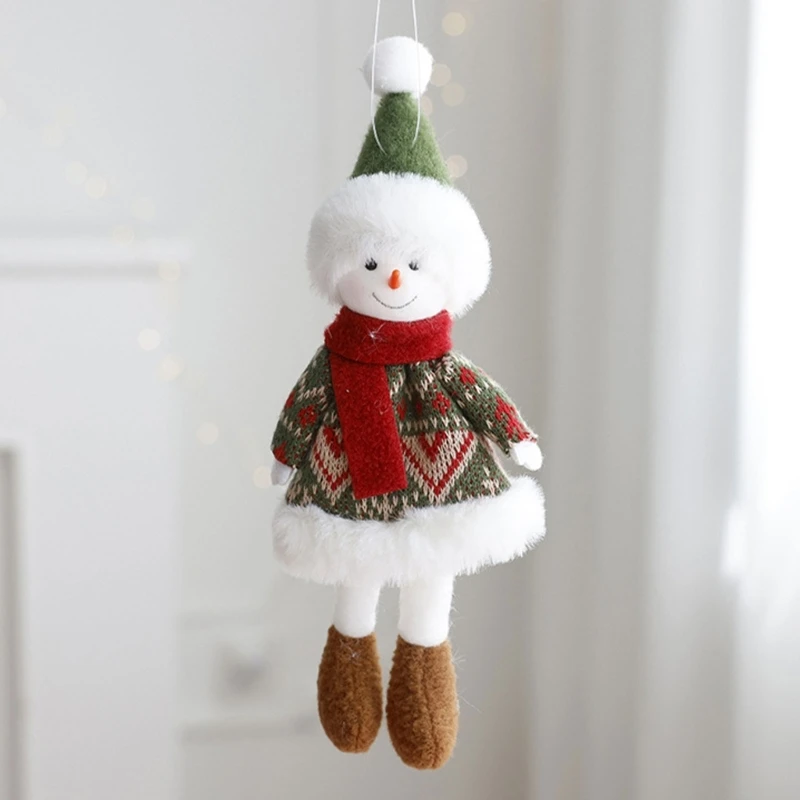 Christmas Tree Ornament Handmade Girl/Elk/Santa/Snowman Dolls Hanging Pendant Decorations for Holiday Festivities