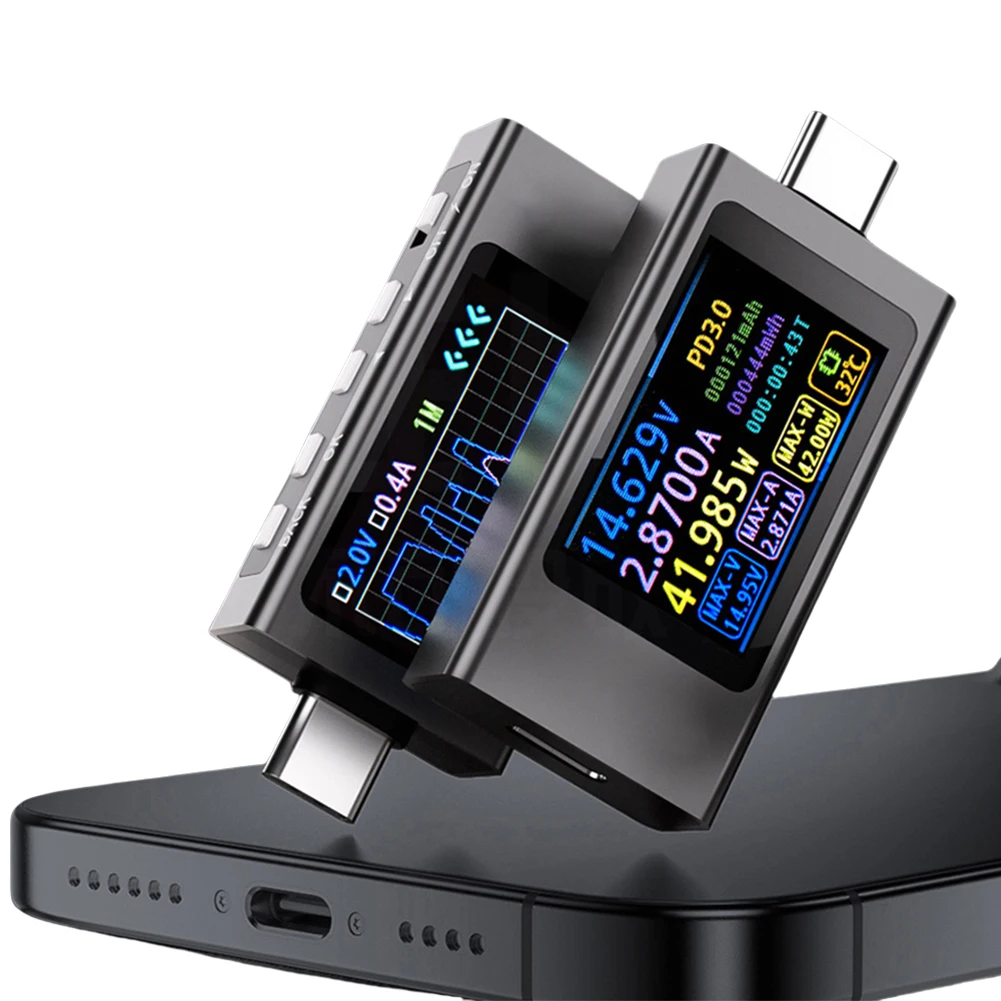 Тестер измерителя мощности Type-C, 4-30 В постоянного тока, 0-12 А, тестер зарядки сотового телефона, цифровой мультиметр для зарядного устройства, детектор емкости Power Bank