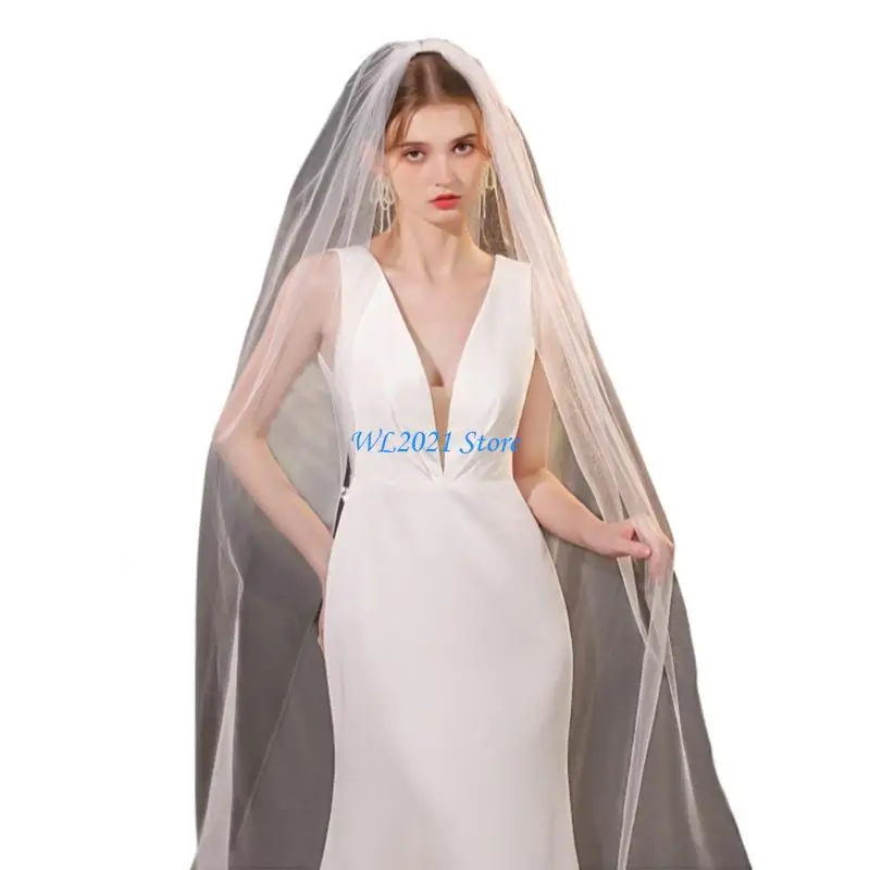 

G5GC 280cm Cathedral Length Bride Veil with Comb for Wedding Gowns Photography Props