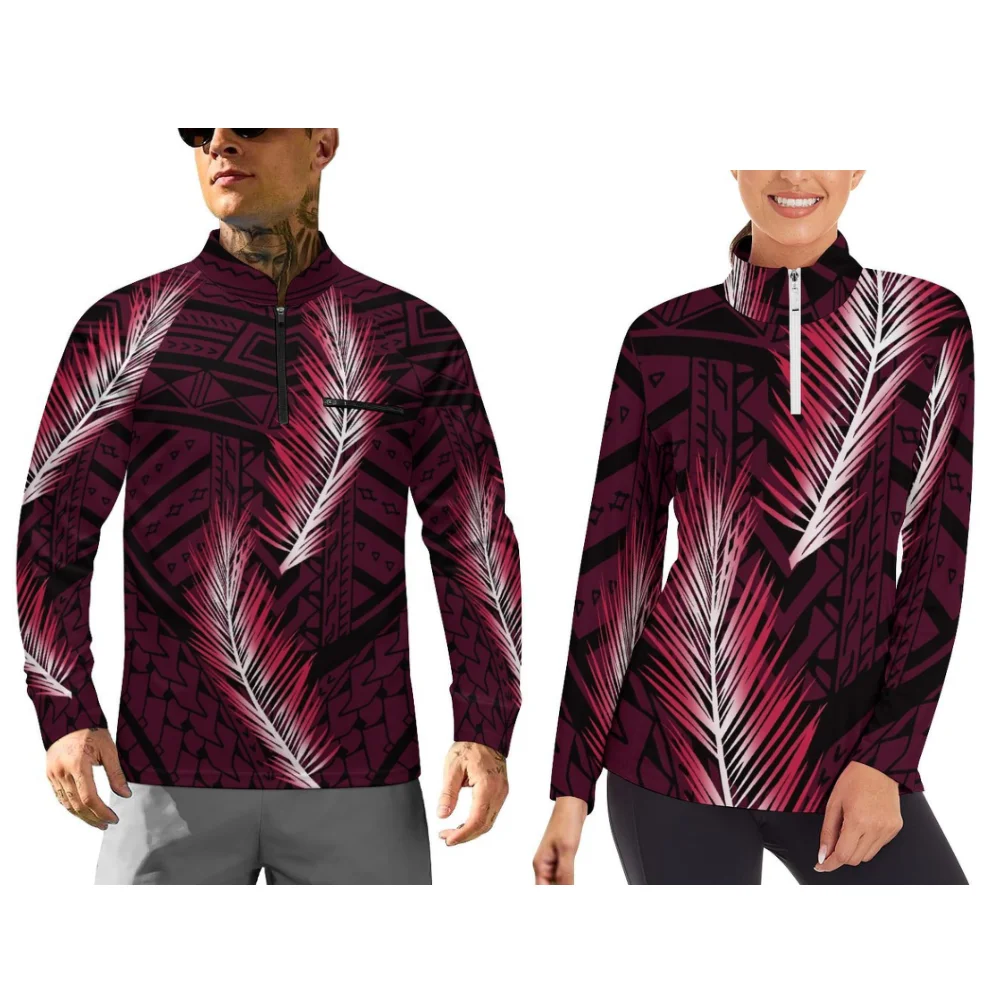 Polynesian Long-Sleeved Sportswear For Men And Women With Zipper Design And Customizable Patterns