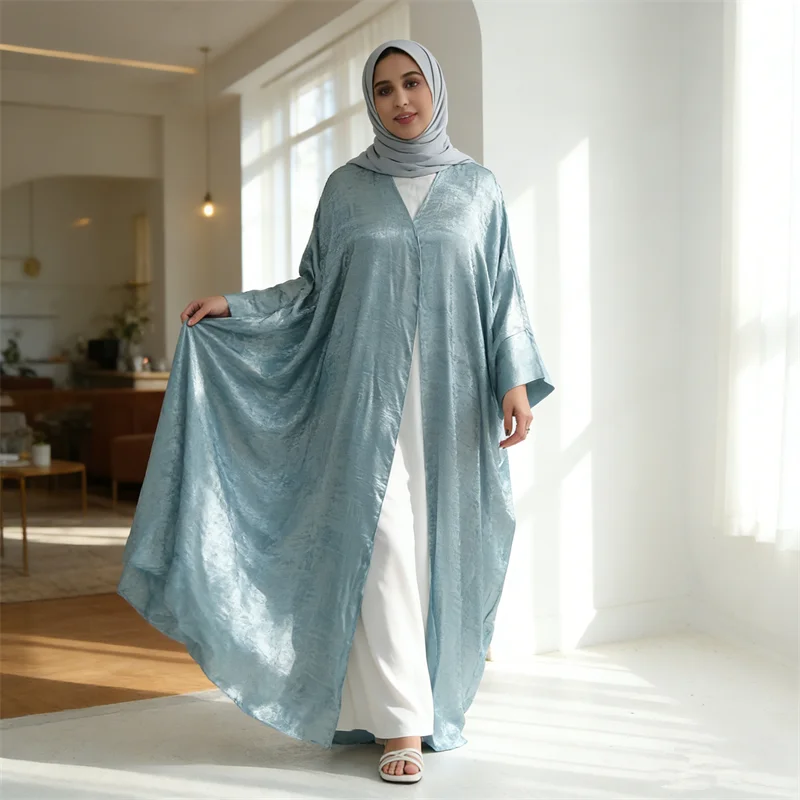 

Абайи для женщин на Ид: Дубайская открытая абайя, турецкий кафтан, скромное мусульманское платье, блестящее кимоно-кардиган, кебая, исламская джалабия, Рамадан
