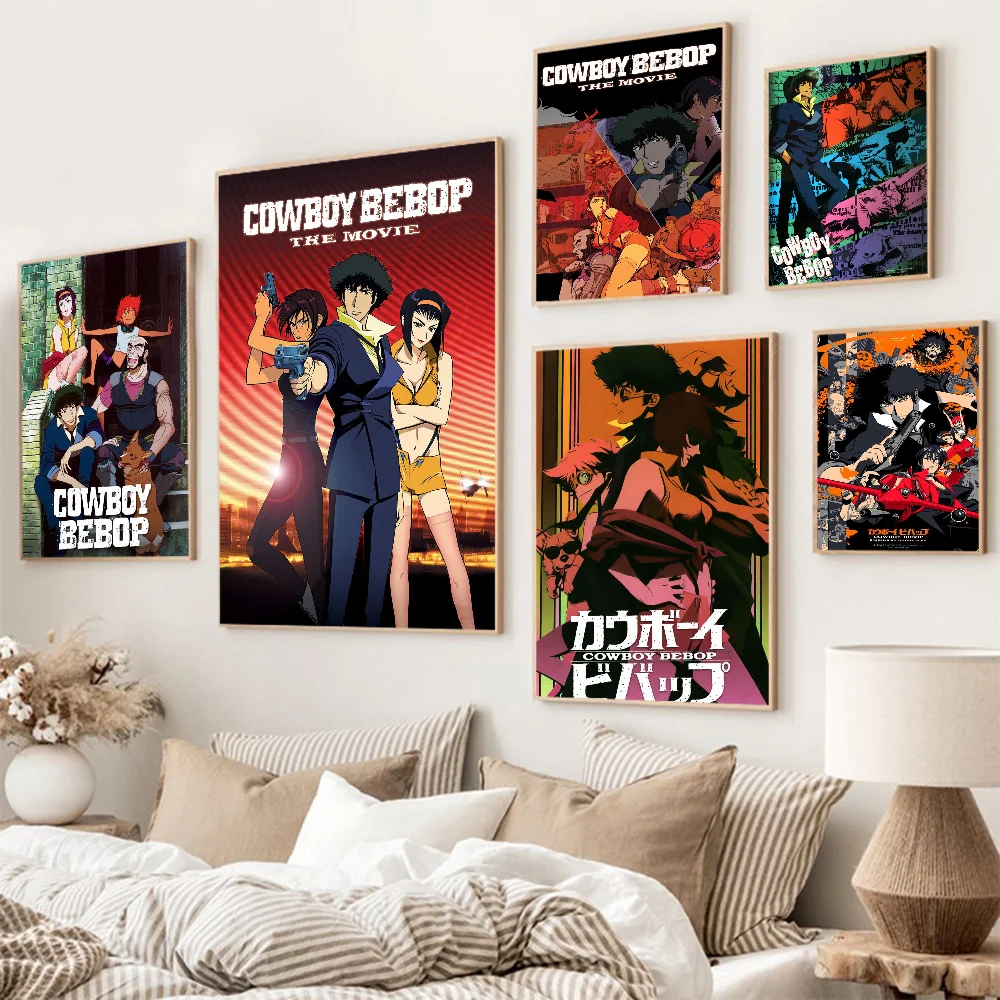 Anime C-Cowboy B-Bebop Self-adhesive Art Poster Fancy Wall Sticker For Living Room Bar Decoration Vintage Decorative Painting