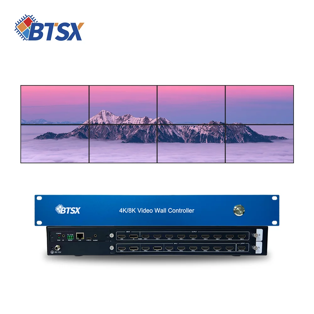 8 in 9 Out 4K60 Video Wall Controller Seamless Switch Multi-Window Web RS232 Control Video Matrix Switcher