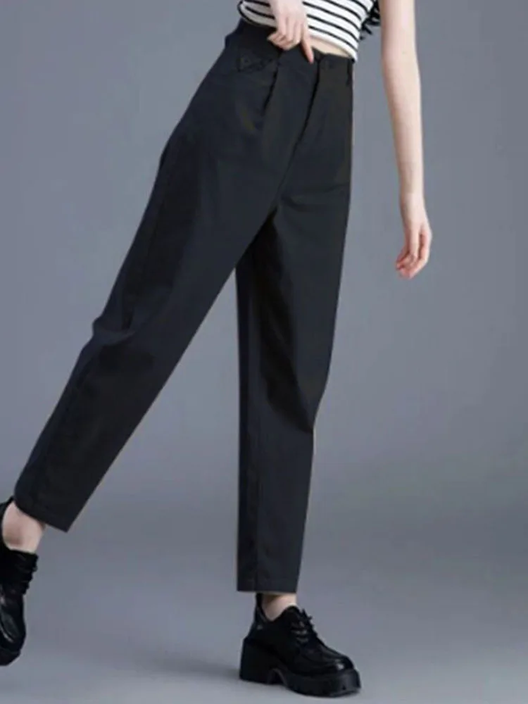 جينز حريم أخضر غير رسمي للسيدات موضة كورية سروال دينم عتيق مرن عالي الخصر لربيع وخريف طول الكاحل فضفاض Vaqueros جديد