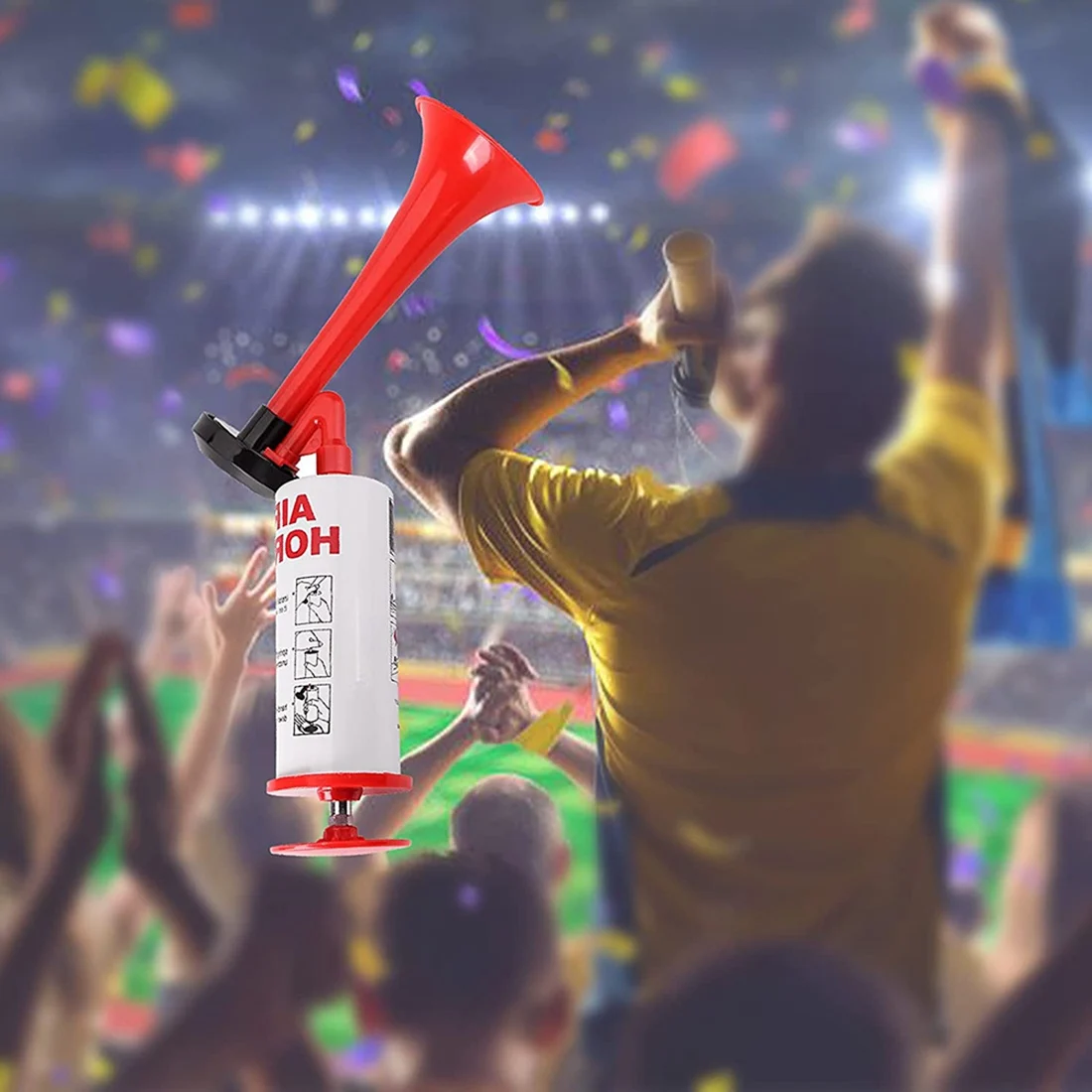 

AA75-Handheld Air Horn, Aluminum+ABS Portable Handheld Air Pump Horn, Loud Noise Maker Safety Horn For Sporting Events
