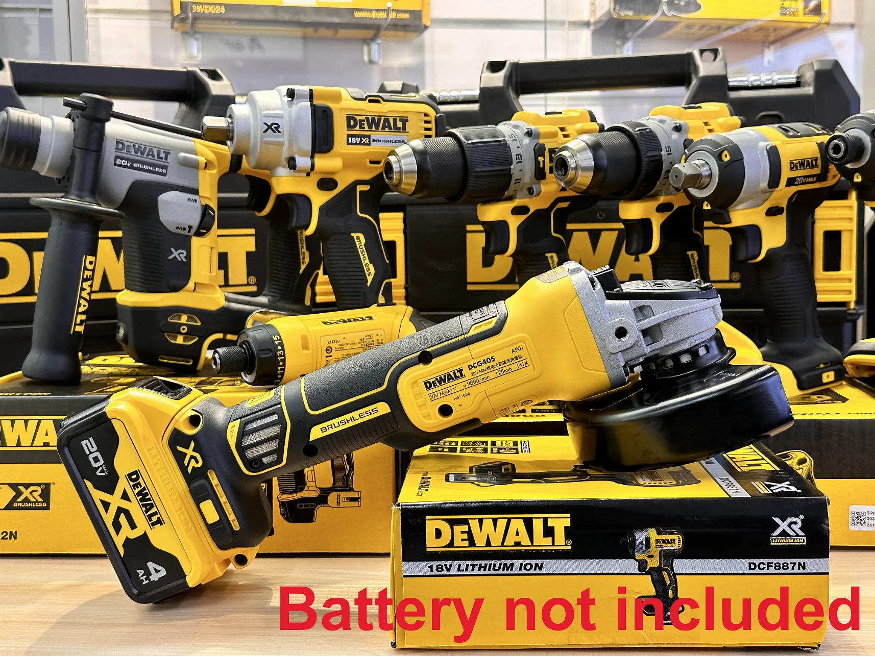 DEWALT meuleuse d'angle 20V sans brosse DCG405 125mm M14 polisseuse à percussion Machine de découpe sans fil bricolage travail du bois outil électrique DEWALT