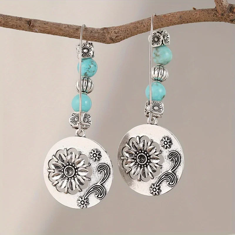Vintage Ethnic Feng Shui Drip Hollow women's Earrings Bohemian Vacation Geometric Pendant Jewelry