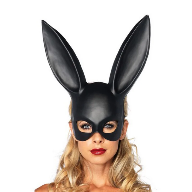 Masque Demi-visage Lapin Noir pour Femme, Boule de Maquillage, Accessoires d'Halloween, Rassemblement Cosplay, Fournitures de Performance