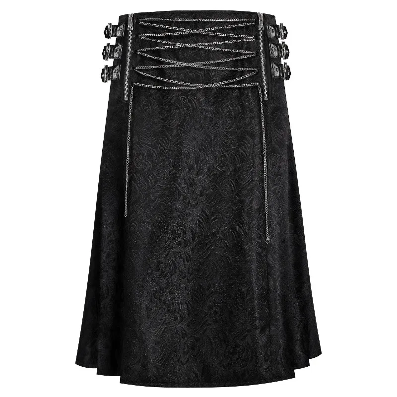 

Chain decoration personalized men's gothic punk rock Scottish skirt patchwork vintage combat dress