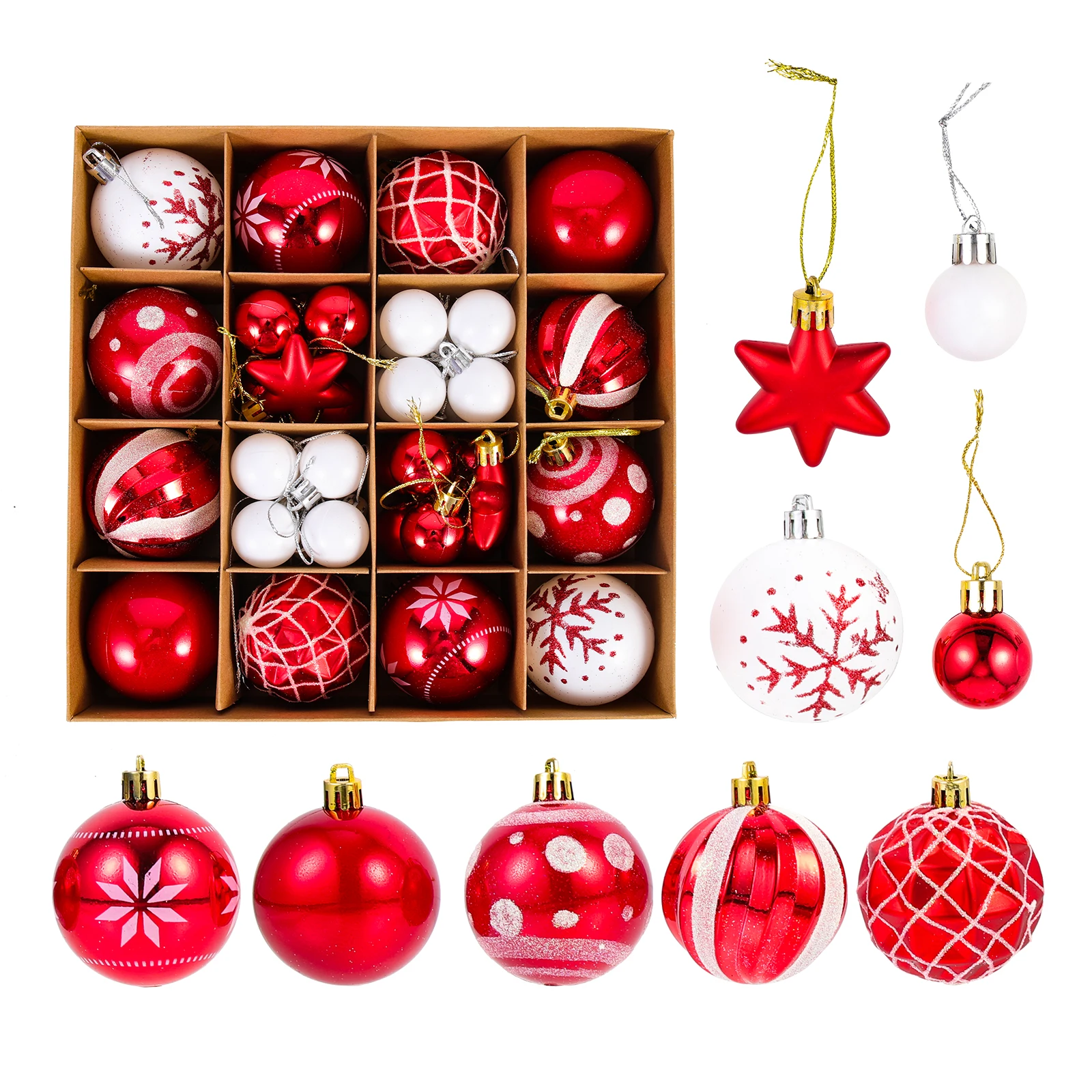 

42 Pcs Christmas Ball Pendant Balls Ornament Tree Decorations Decorative Hanging Ornaments Gift Holiday Plastic