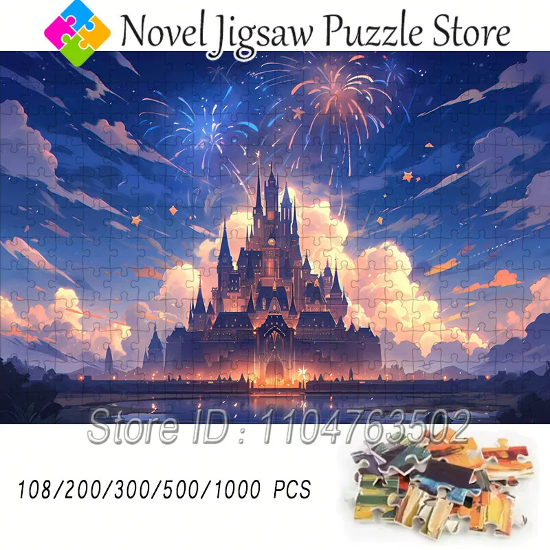 

Пазл Disney Castle Disneyland Nightscape Пазлы 108/200/300/500/1000 шт. Детские игрушки ручной работы для взрослых Креативный подарок